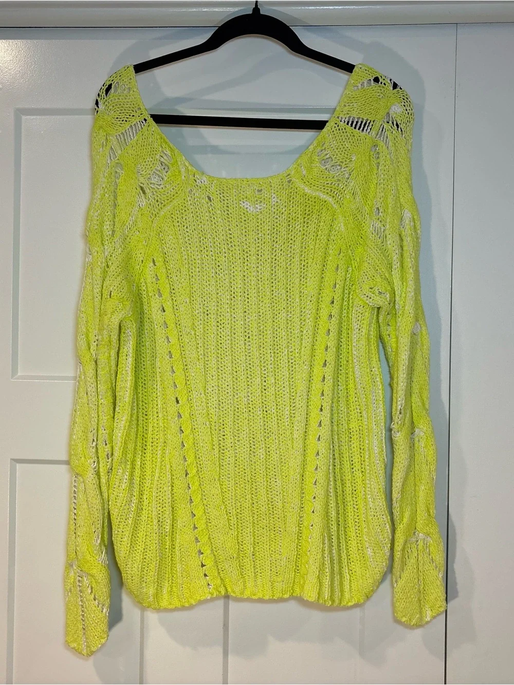 Free People Sunshine Yellow Lightweight Open Knit Pullover Sweater